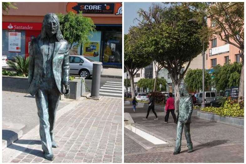 Escultura dedicada a John Lennon en la rambla de Arnao, en unas imágenes de archivo (Foto TA)